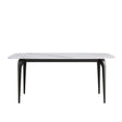 70.87" Modern Artificial Stone Curved Black Metal Leg Dining Table, Can Accommodate 6-8 People - White / Black - Furniture Home Direct