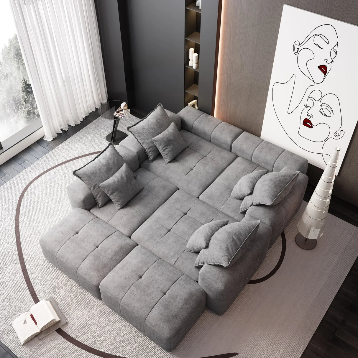 Modern Oversized Diy Combination Modular Sectional Sofa With Pillows - Furniture Home Direct