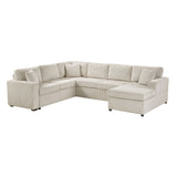 Oversized Sectional U-Shaped Sofa With Chaise Lounge And Three Soft Throw Pillows - Furniture Home Direct