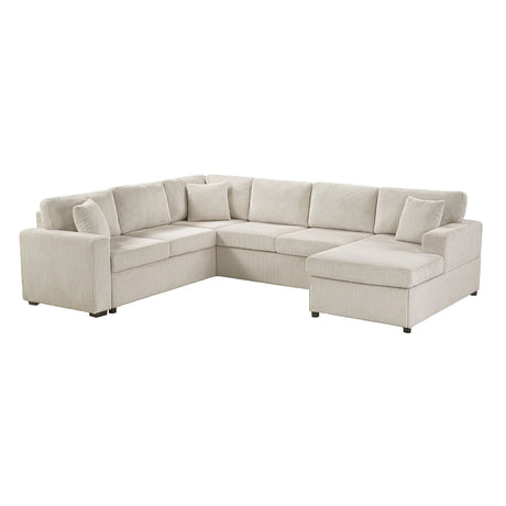 Oversized Sectional U-Shaped Sofa With Chaise Lounge And Three Soft Throw Pillows - Furniture Home Direct