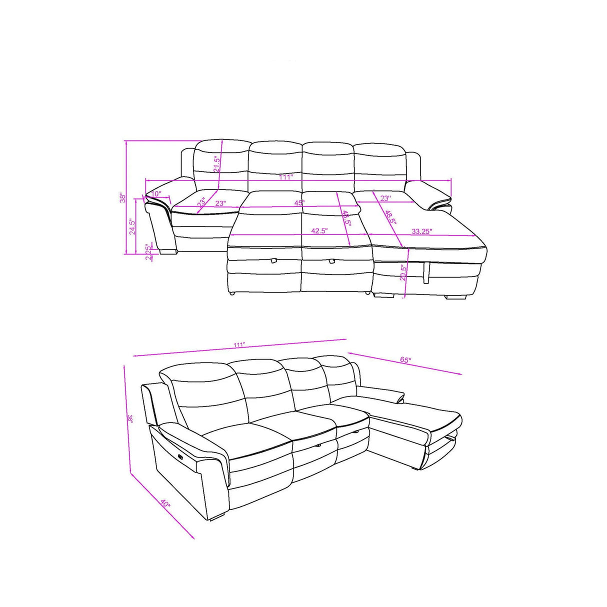 Coco - Blanche Sofa Bed With USB - Dark Gray - Furniture Home Direct