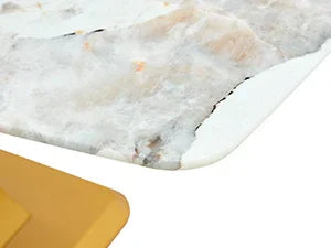 Modern Minimalist Dining With Imitation Marbled Glass Tabletop - Furniture Home Direct