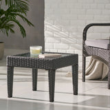 Nebulosity - Outdoor Accent Table With Square Glass Top - Brown Multi