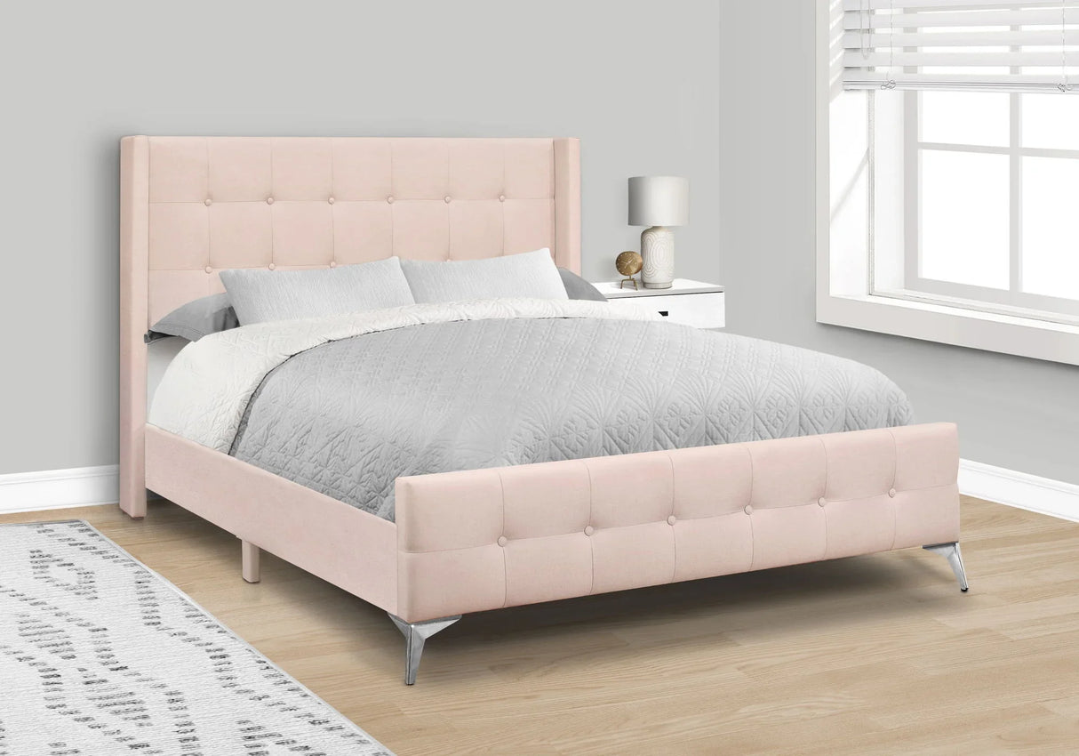 Queen Size Bed Upholstered - Pink - Furniture Home Direct