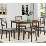 5 Pieces Modern Dining Set, Rectangular Wooden Dining Table With 4 Upholstered Chairs - Furniture Home Direct