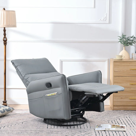 360° Modern Small Rocking Swivel Recliner Chair With Side Pocket - Furniture Home Direct