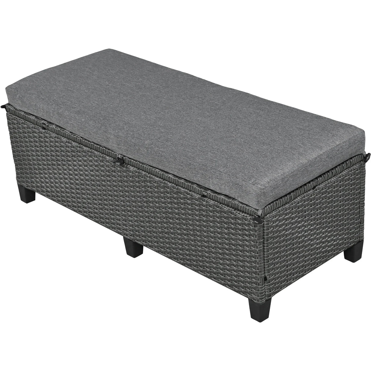 Outdoor Sectional With Side Tables, Tables and Sitting Ottoman- Gray - Furniture Home Direct