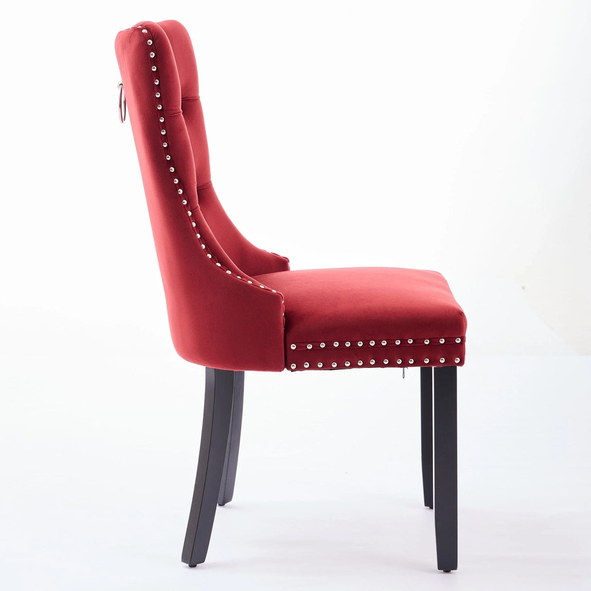 Classic Velvet Dining Chairs, High-End Tufted Solid Wood Contemporary Velvet Upholstered Dining Chair With Wood Legs Nailhead (Set of 2) - Burgundy - Furniture Home Direct