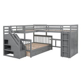 L Shaped Bunk Bed With 3 Drawers, Portable Desk And Wardrobe - Furniture Home Direct