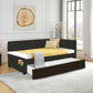 Upholstered Twin Size Daybed Bed Frame (Corner Bed) With Trundle, Velvet Fabric, Studding Design, No Box Spring Required - Furniture Home Direct