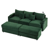 Modern Style Loveseat Sofa Sectional Sofa Couch With Storage Space, A Movable Ottoman, Two USB Ports, Two Cup Holders, A Phone Holder For Living Room - Furniture Home Direct