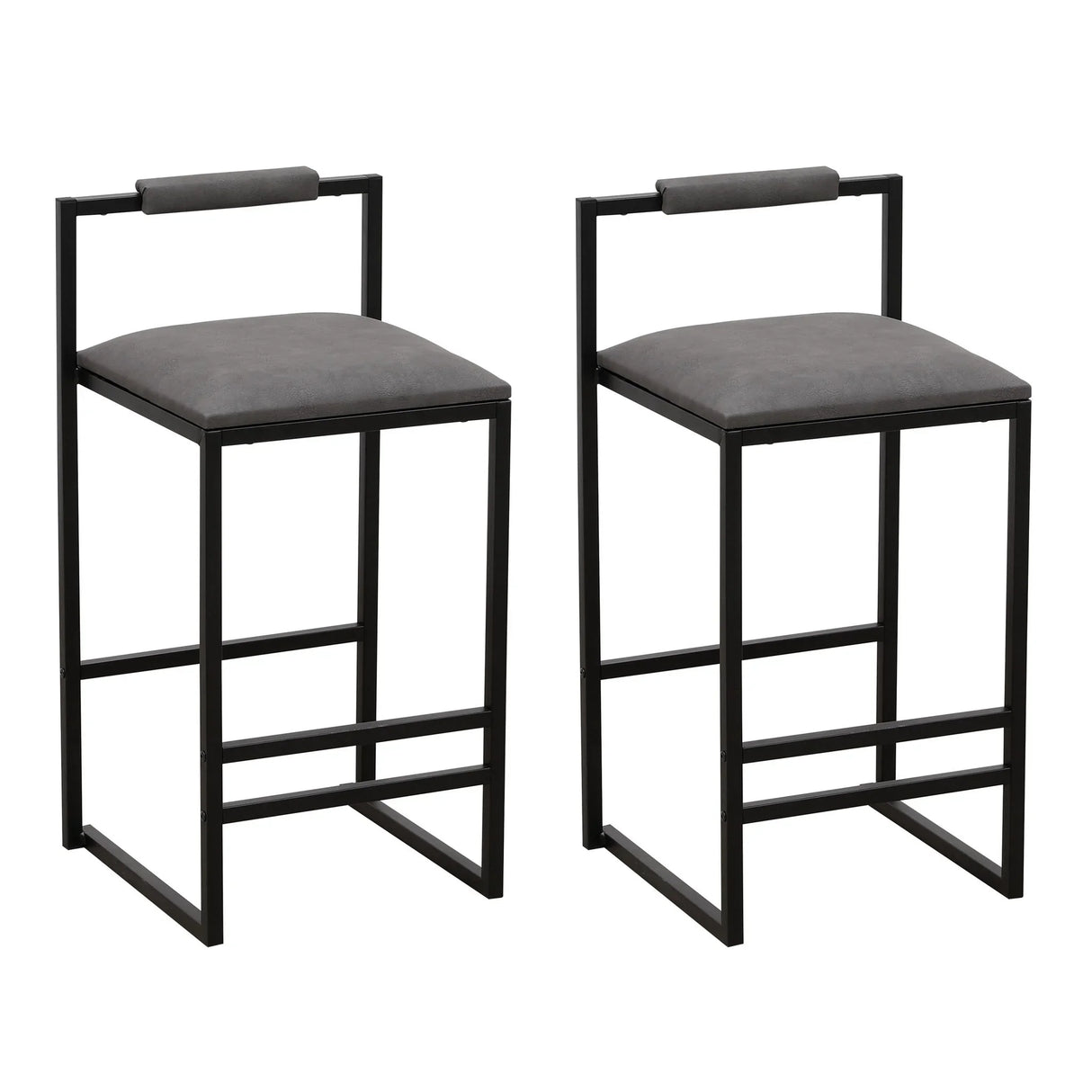 Elegant Bar Stool Set With Backrest And Footrest, Counter Height (Set of 2) - Furniture Home Direct
