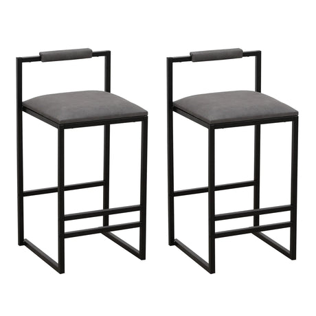 Elegant Bar Stool Set With Backrest And Footrest, Counter Height (Set of 2) - Furniture Home Direct