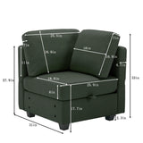 3 Piece Living Room Set With Storage including Sofa, Love Seat and Chair - Green - Furniture Home Direct