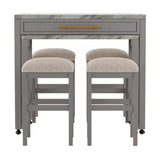 Counter Height Dining Island Set With Storage Stools Beige - Furniture Home Direct