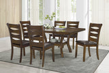 Dining Set With Self Storing Leaf And 6 Wood Chairs Brown - Furniture Home Direct