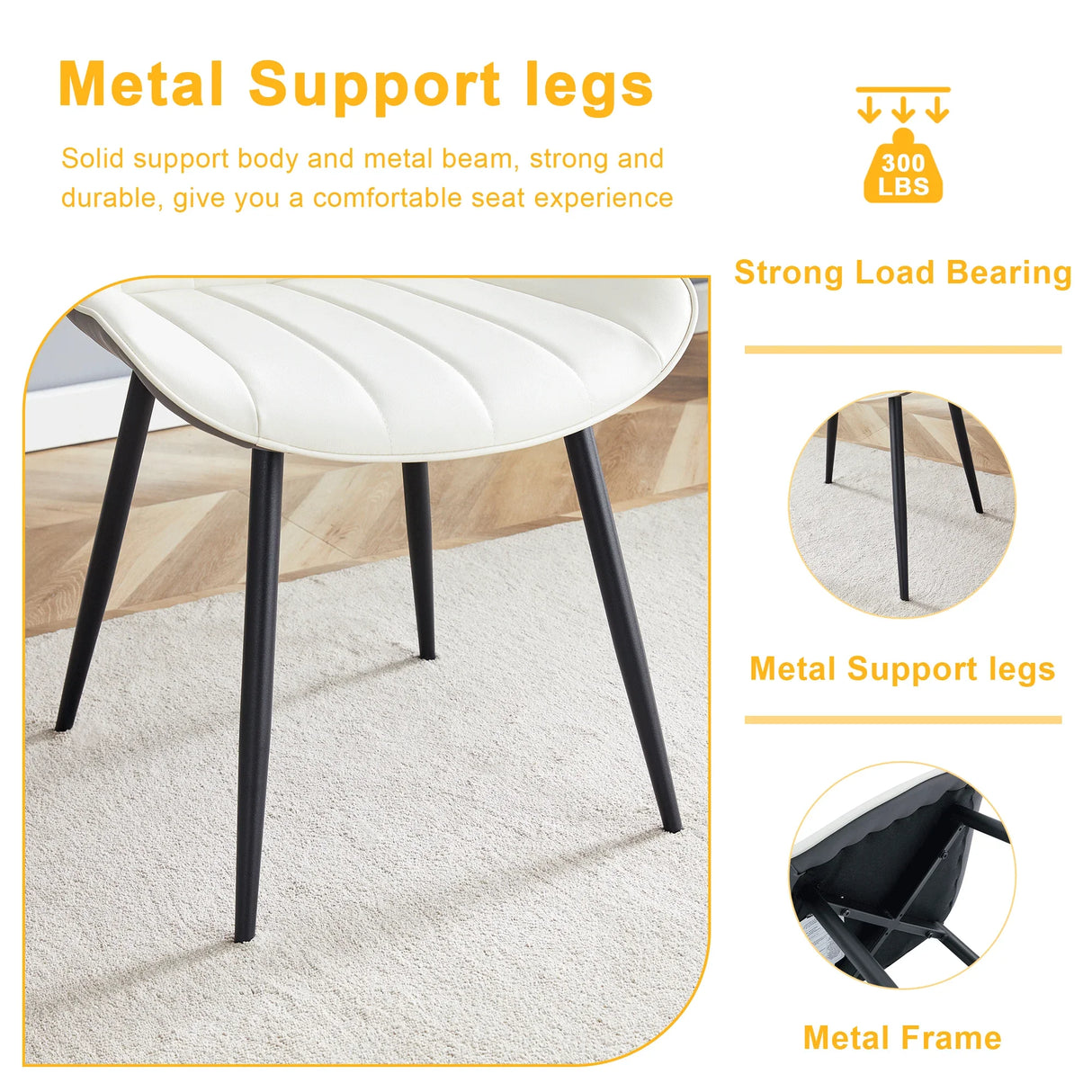 Dining Chairs Four Upholstered Leather Black Legs White - Furniture Home Direct