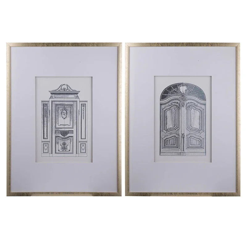 Fake Pencil Architectual Wall Art, Wall Decor Accent (Set of 2) - Silver - Furniture Home Direct