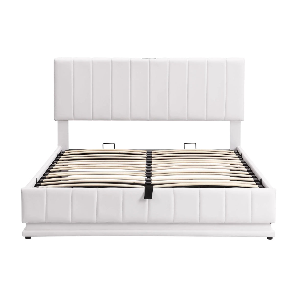 Upholstered Bed With Hydraulic Storage System And LED Light, With Sockets And USB Ports - Furniture Home Direct