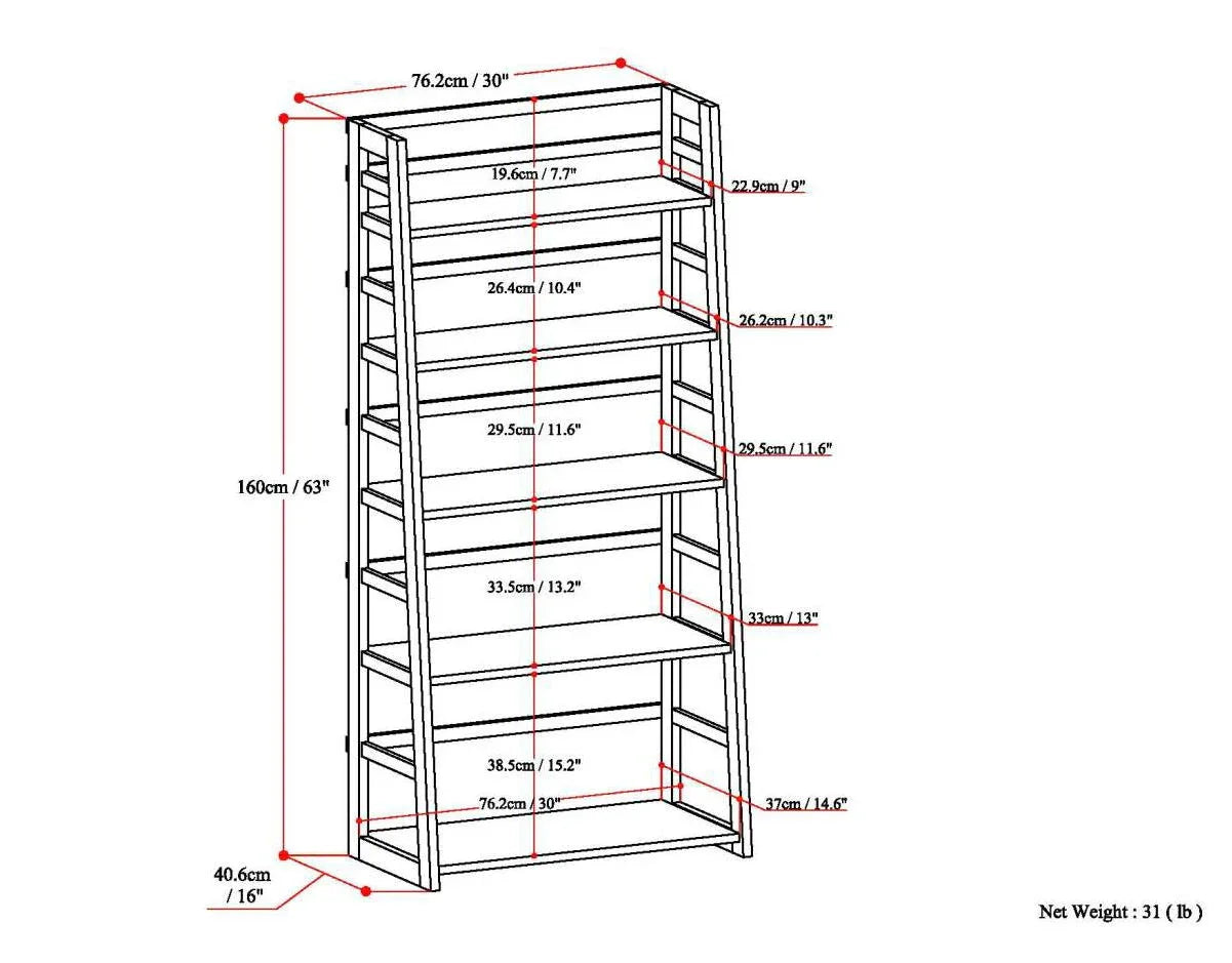 Acadian - Handcrafted Ladder Shelf Bookcase - Furniture Home Direct