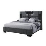 Queen Bed Upholstered Modern Paneled Frame Dark Gray - Furniture Home Direct