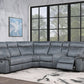 Dollum - Two Tone Nubuck Manual Recliner Sectional Sofa With USB Port Cupholder Console - Furniture Home Direct