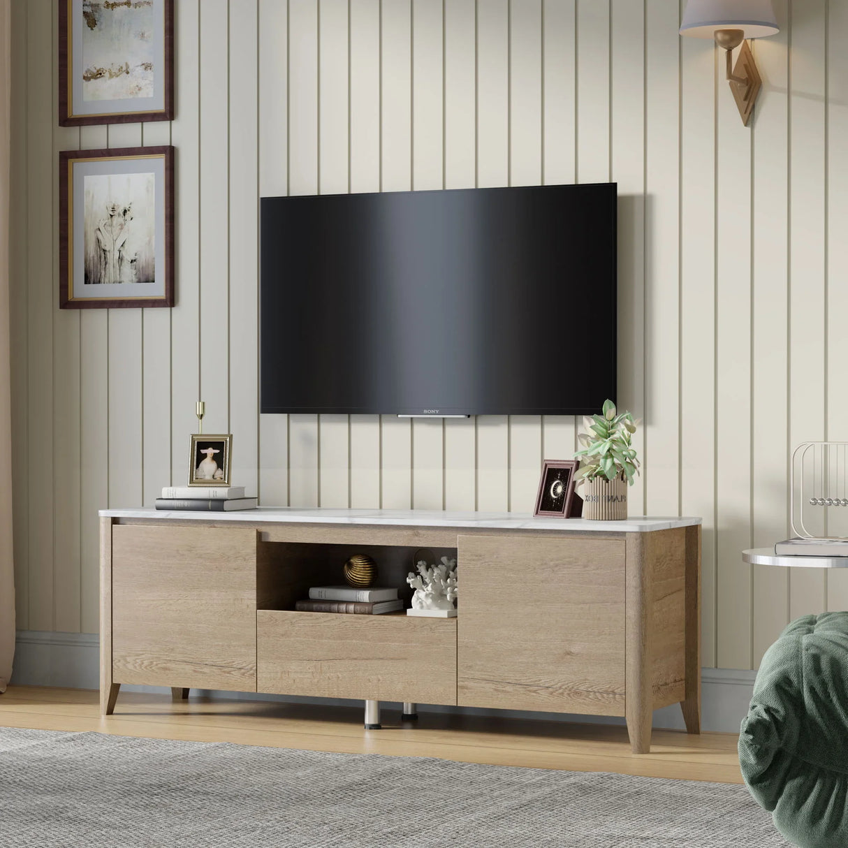 Modern TV Stand With LED Lights Entertainment Center TV Cabinet With Storage For Up To 75" For Gaming Living Room Bedroom - Furniture Home Direct