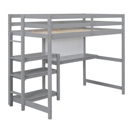 Loft Bed With Shelves, Desk And Writing Board - Furniture Home Direct