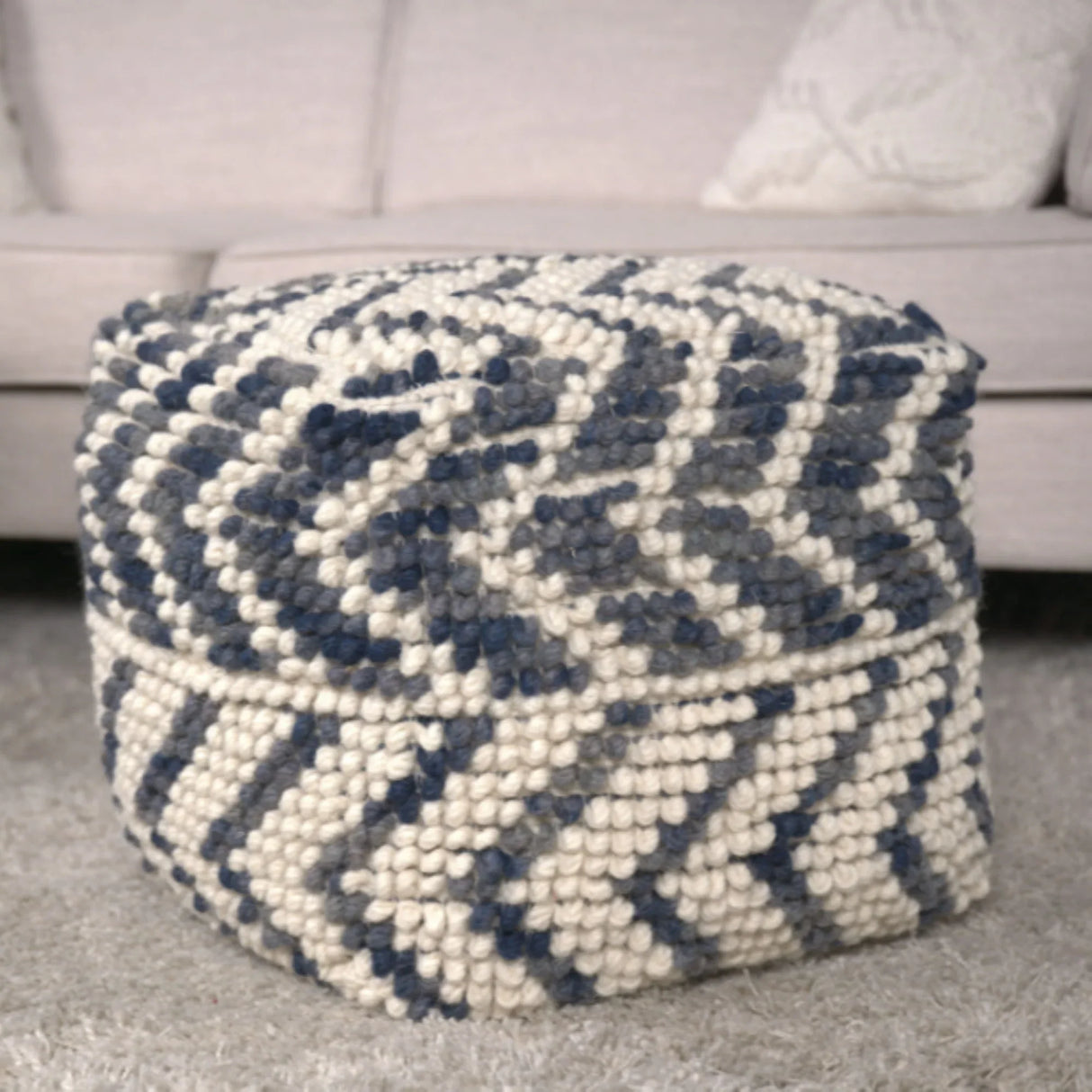 Alina - Wool And Cotton Pouf - Natural - Furniture Home Direct