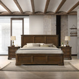 King Panel Bed With Nightstands Traditional Wood Walnut - Furniture Home Direct