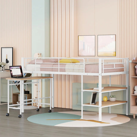 Loft Bed With Desk And Shelves - Furniture Home Direct