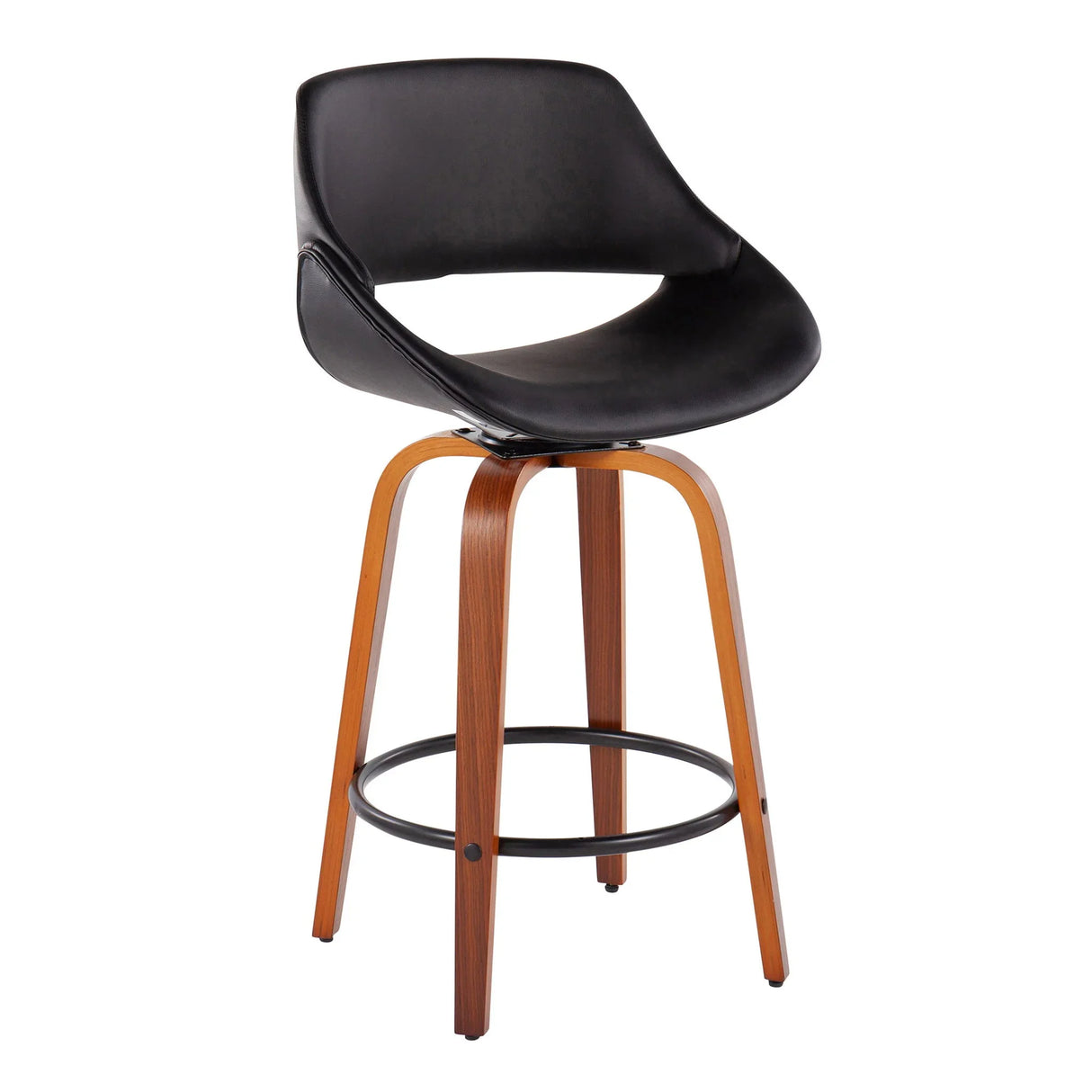 Fabrico - Mid Century Modern Fixed Height Counter Stool And Round Footrest (Set of 2) - Furniture Home Direct