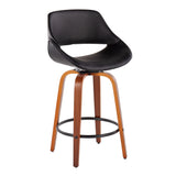 Fabrico - Mid Century Modern Fixed Height Counter Stool And Round Footrest (Set of 2) - Furniture Home Direct