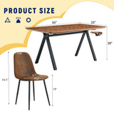 Suede Backrest Chairs With Metal Legs & Herringbone Dining Table Set - Furniture Home Direct