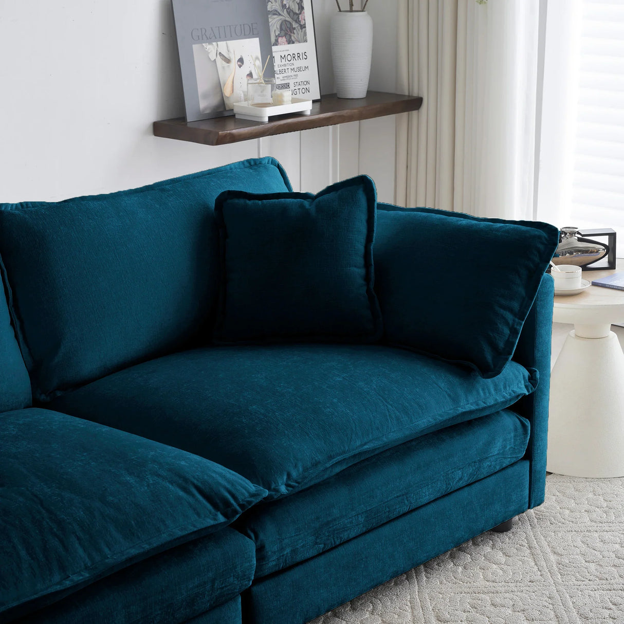 Chenille 2 Piece Living Room Set - Blue - Furniture Home Direct
