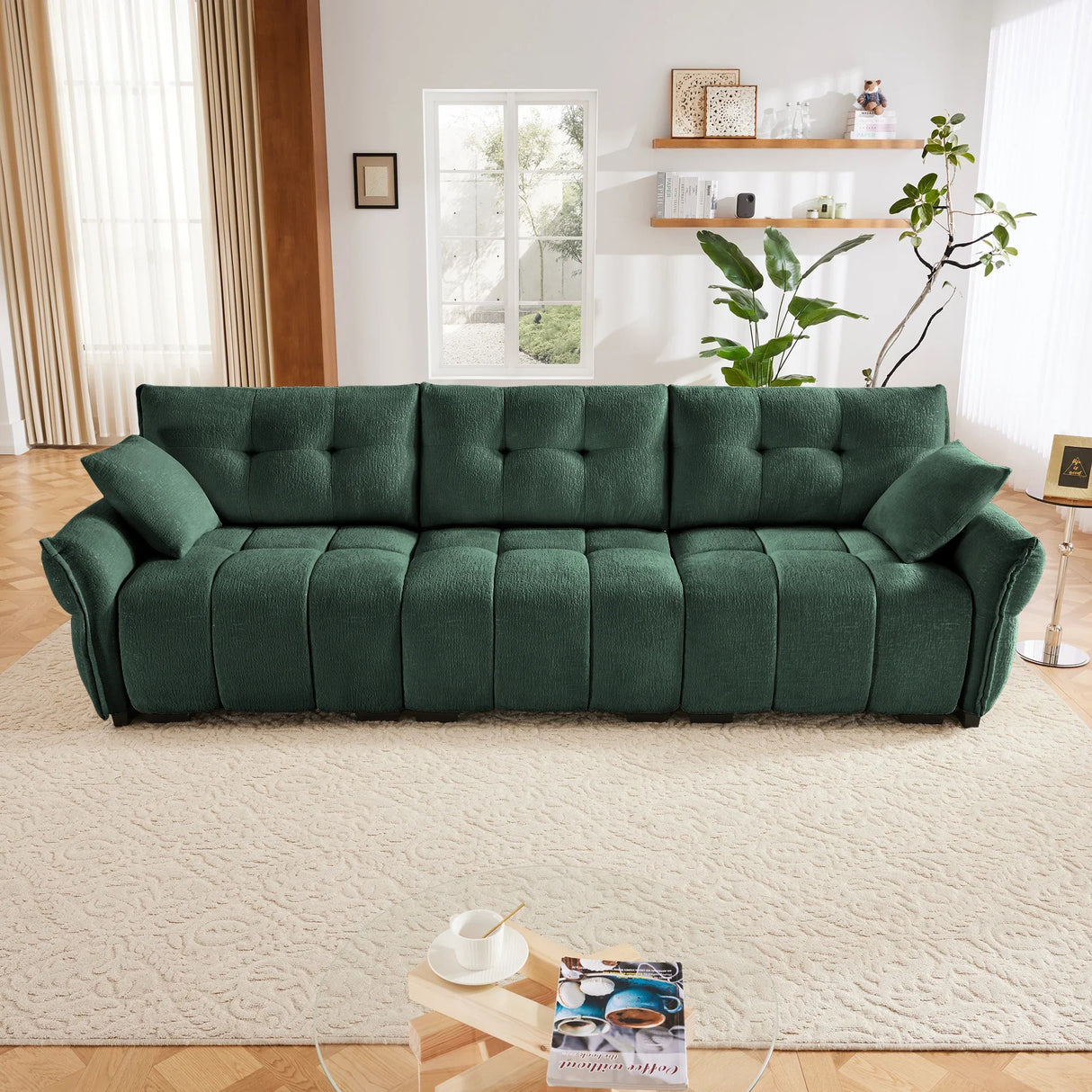 Chenille Sofa - Green - Furniture Home Direct
