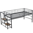 Loft Bed With Storage Stairs And Metal Frame - Furniture Home Direct