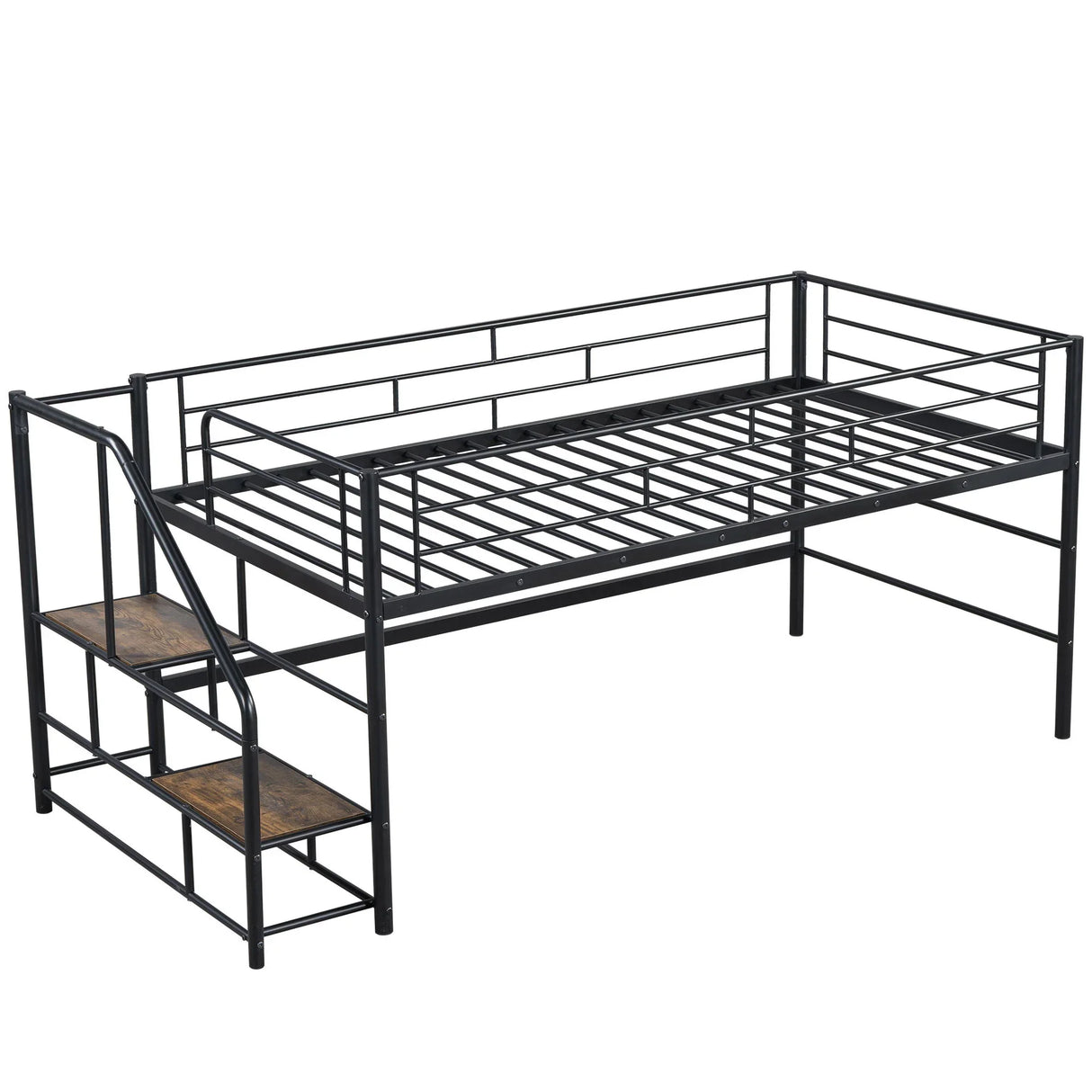 Loft Bed With Storage Stairs And Metal Frame - Furniture Home Direct