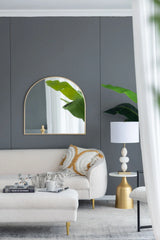 Arched Mirror With Metal Frame, Wall Mirror For Living Room Bedroom Entryway - Furniture Home Direct