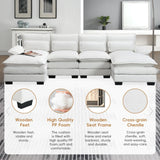 Sectional Sofa Modern U Shaped Chenille Seats 6 White - Furniture Home Direct