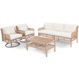 4 Piece Outdoor Patio Set with Swivel Chairs - Beige - Furniture Home Direct