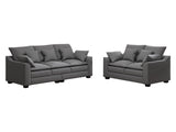 2 Piece Living Room Set Including Sofa and Love seat with Pillows - Grey - Furniture Home Direct