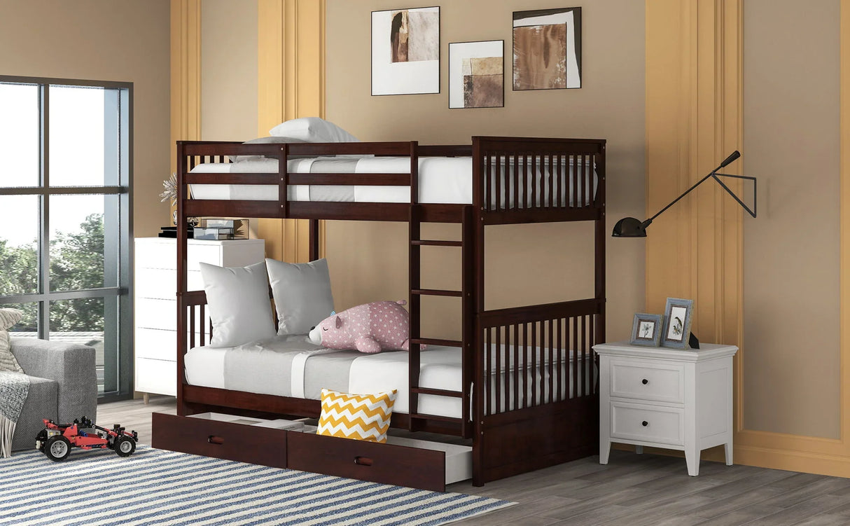 Bunk Bed With Ladders And 2 Storage Drawers - Furniture Home Direct