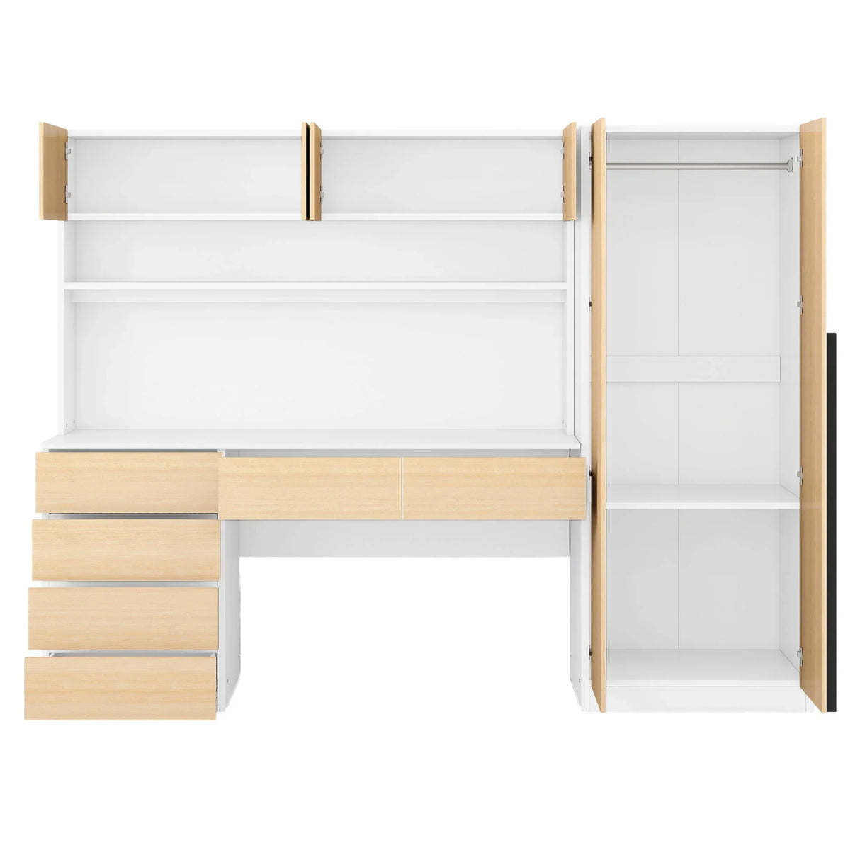 2 Door Storage Desk Wardrobe For Bedroom With Shelves And Drawers - Furniture Home Direct