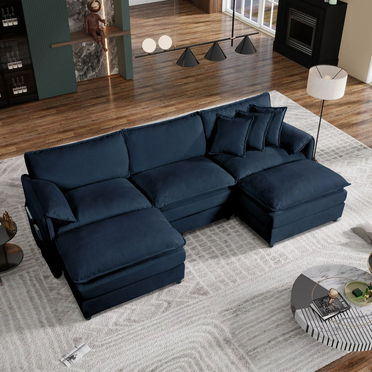 Modern Comfy Deep Seat Modular Sectional Sofa Cloud Couch With Ottoman - Furniture Home Direct