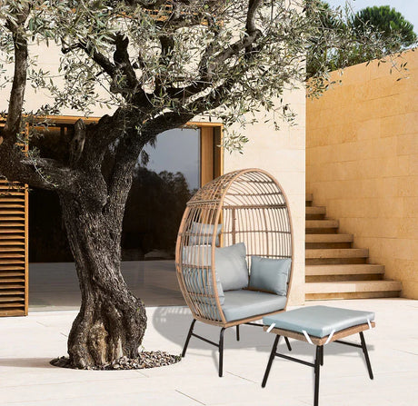 Outdoor Wicker Egg Chair And Footstool - Furniture Home Direct