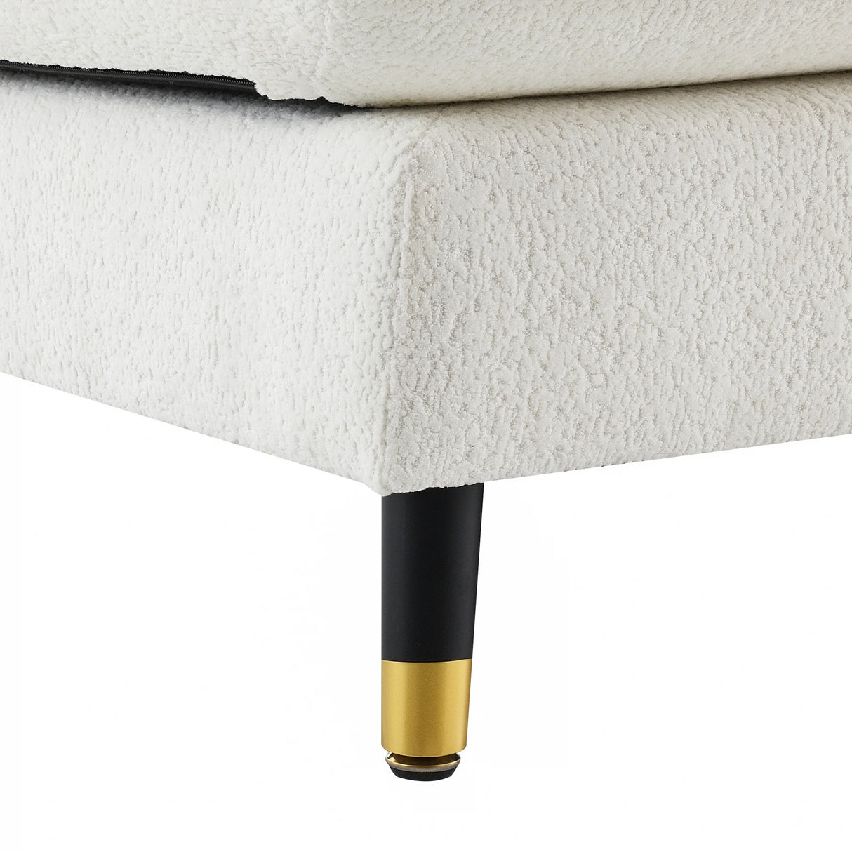 L Shaped Sofa Cloud Chenille Fabric Removable Ottoman White - Furniture Home Direct