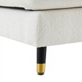 L Shaped Sofa Cloud Chenille Fabric Removable Ottoman White - Furniture Home Direct