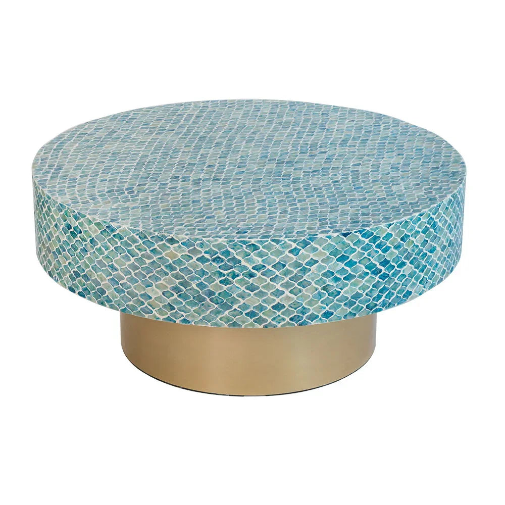 Unique Capiz Coffee Table & Pedestal Base - Furniture Home Direct