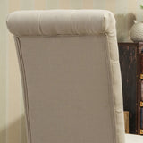 Dining Set With Turned Leg Table Tufted Chairs Beige Brown - Furniture Home Direct